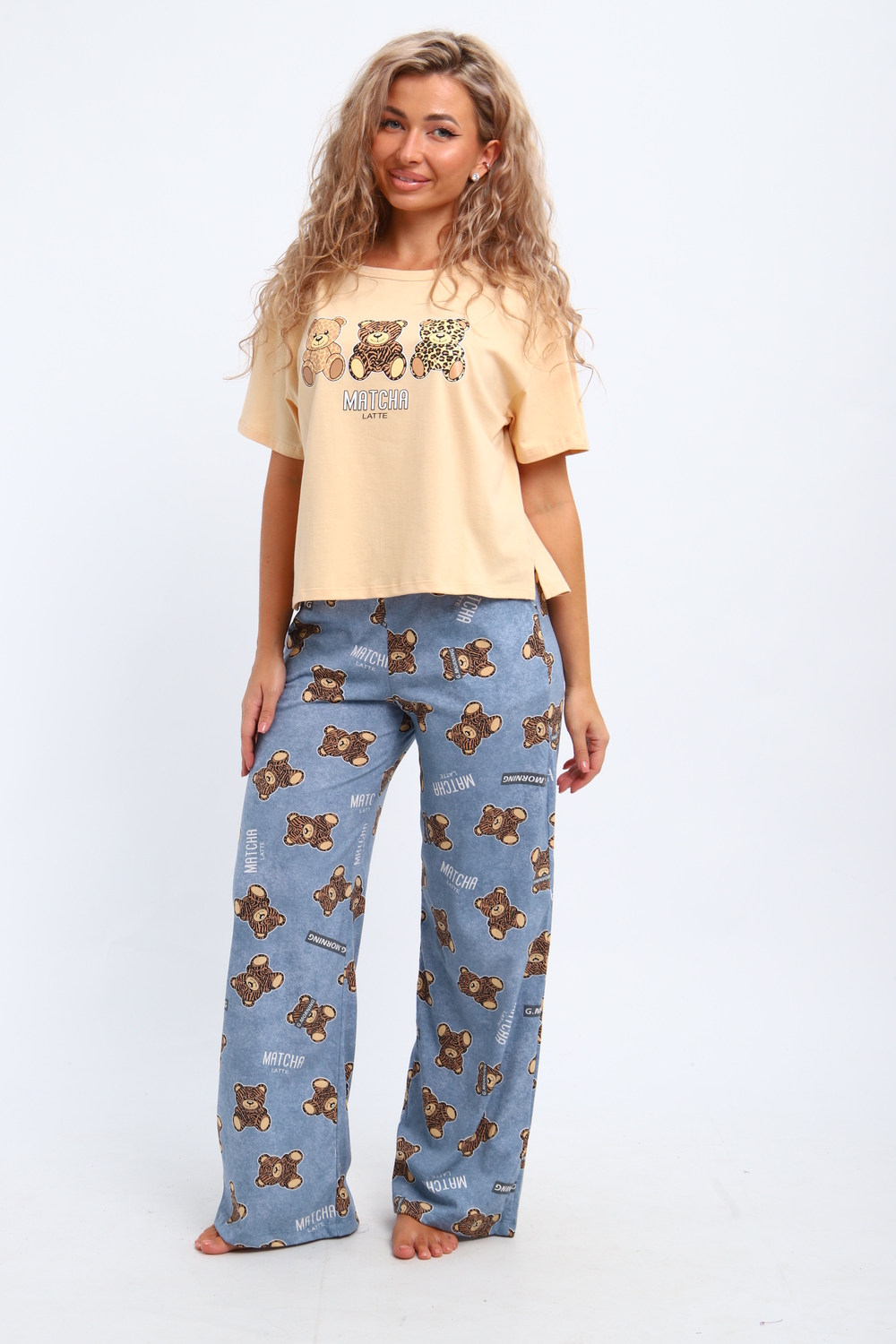 Костюм домашний арт. КД-00-007 бежевый/медведь-тигр