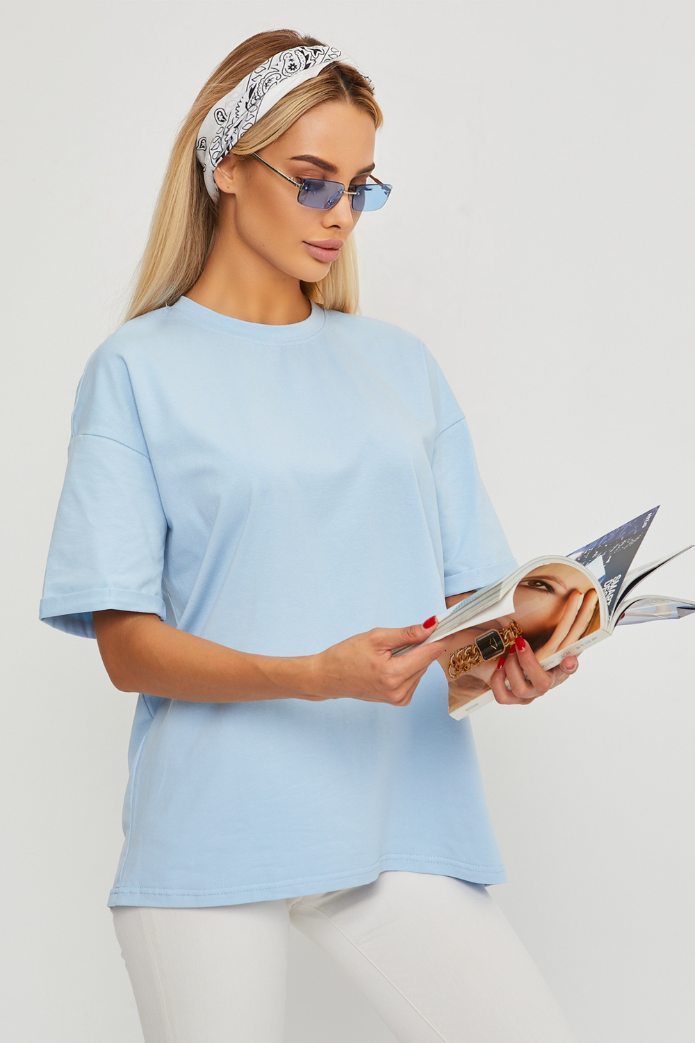 Футболка оверсайз женская ГБ4000-ФЖ голубой