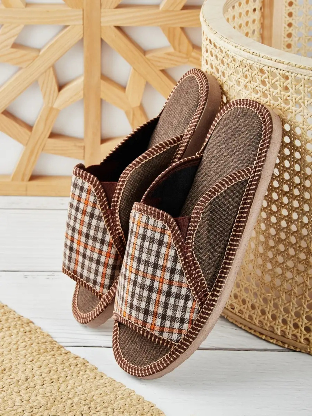 Тапочки мужские арт.93 рыж. кор. клет