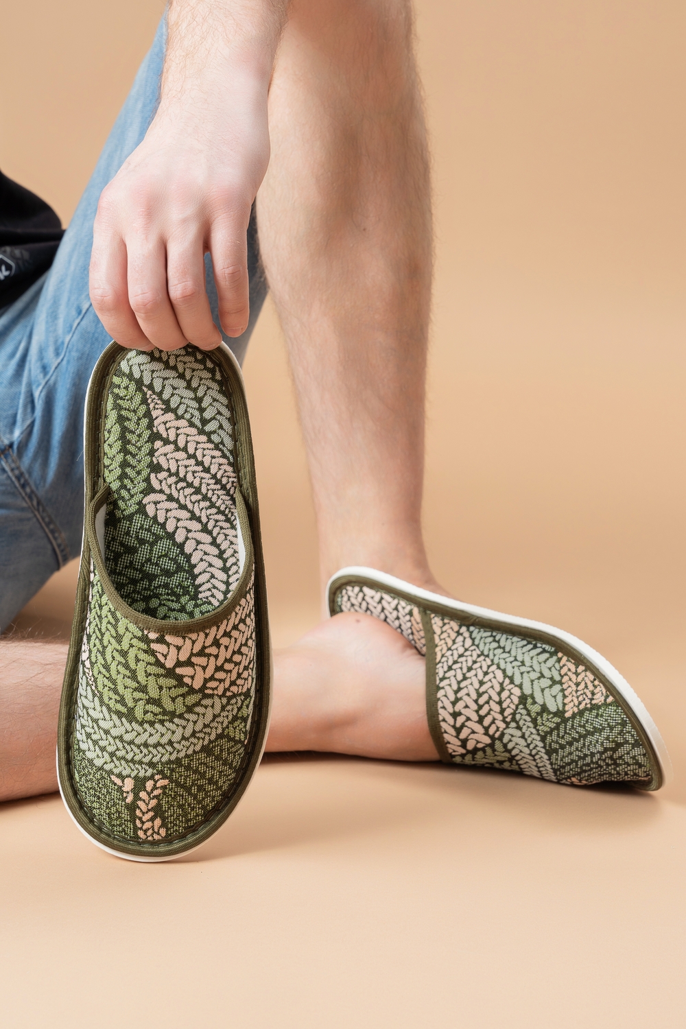 Тапки мужские МТП косички/зеленый