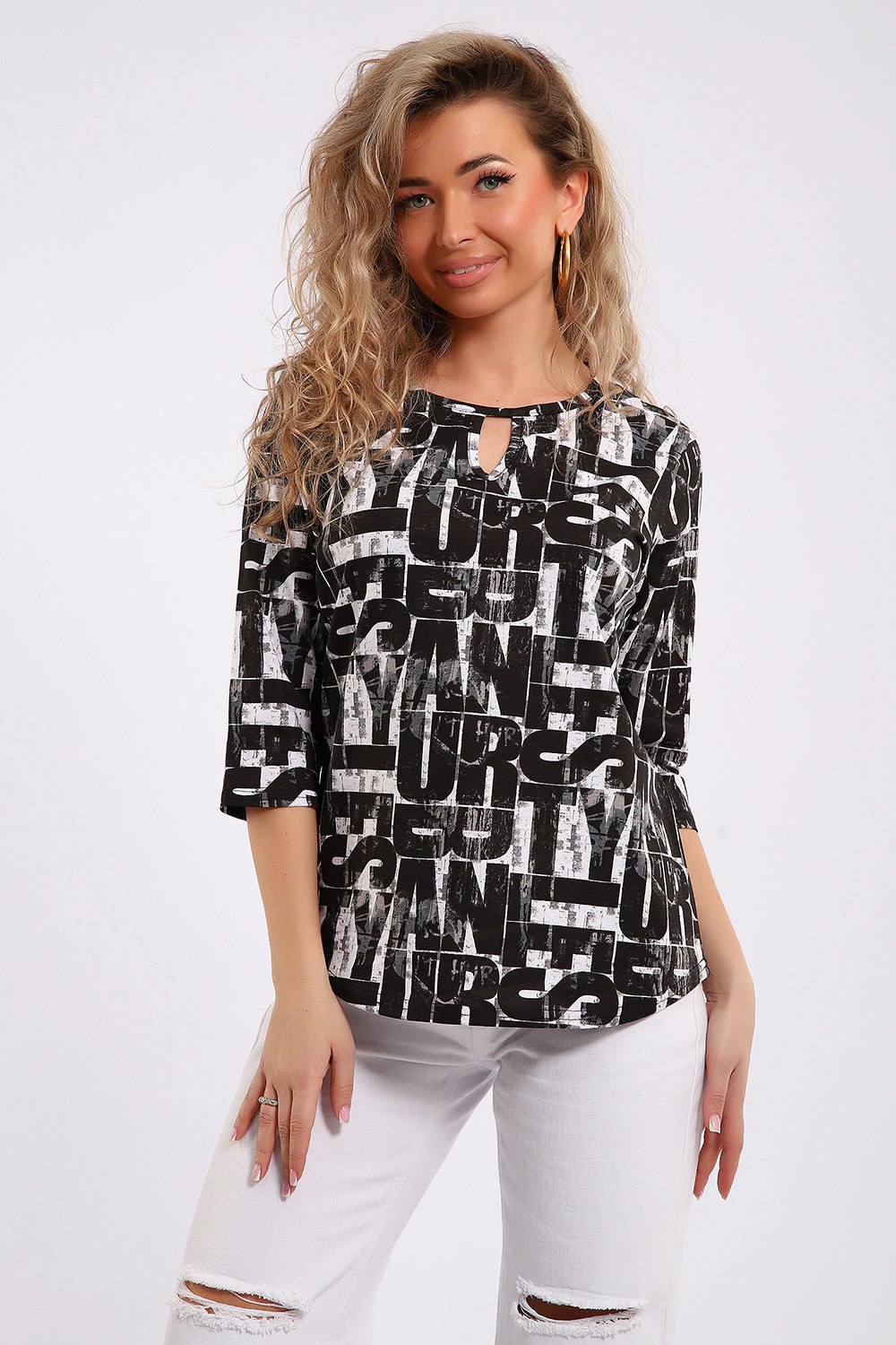 Туника женская 5724 черные надписи