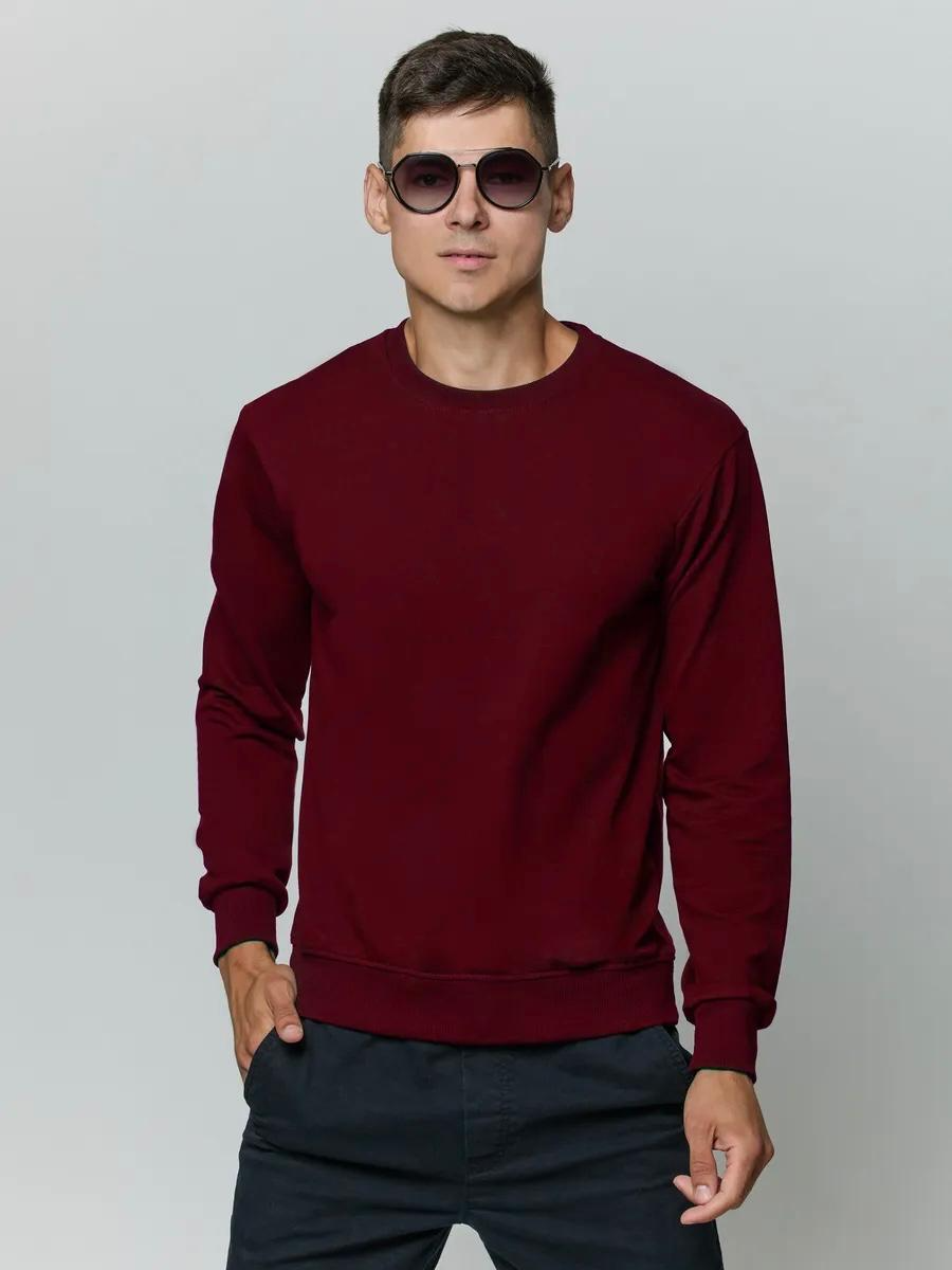 Лонгслив мужской футер двухнитка, Арт. 810 бордо