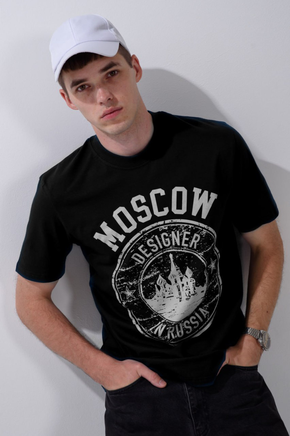 Футболка мужская 8503/1 черный+Москва