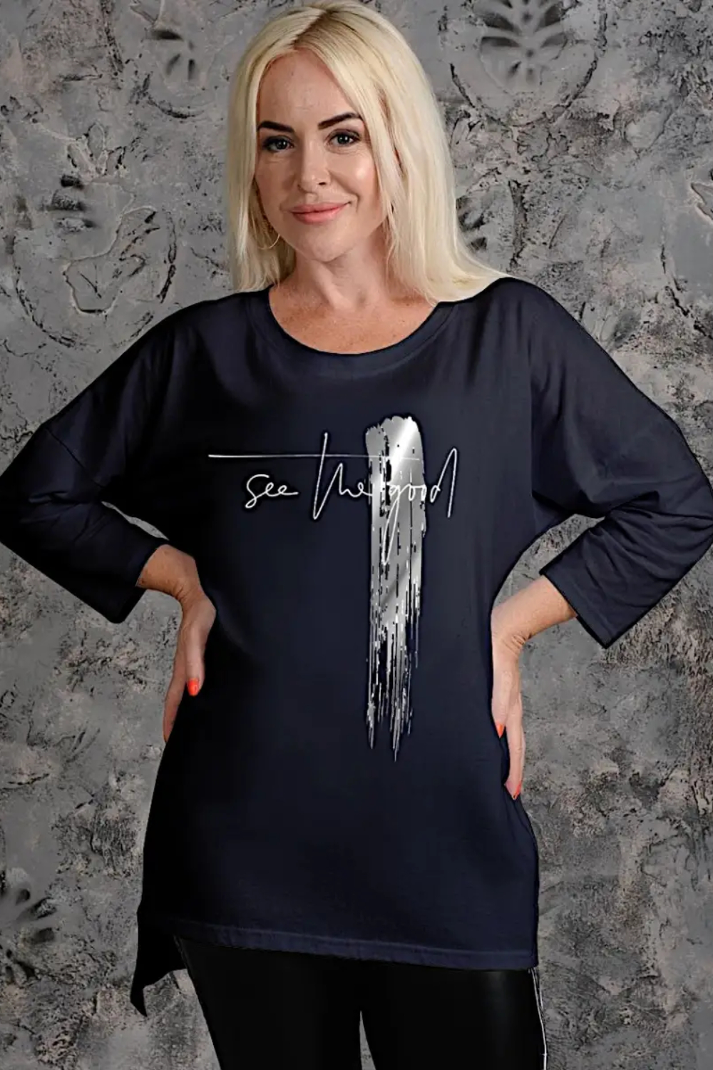 Туника 7164 темно-синий+серебро