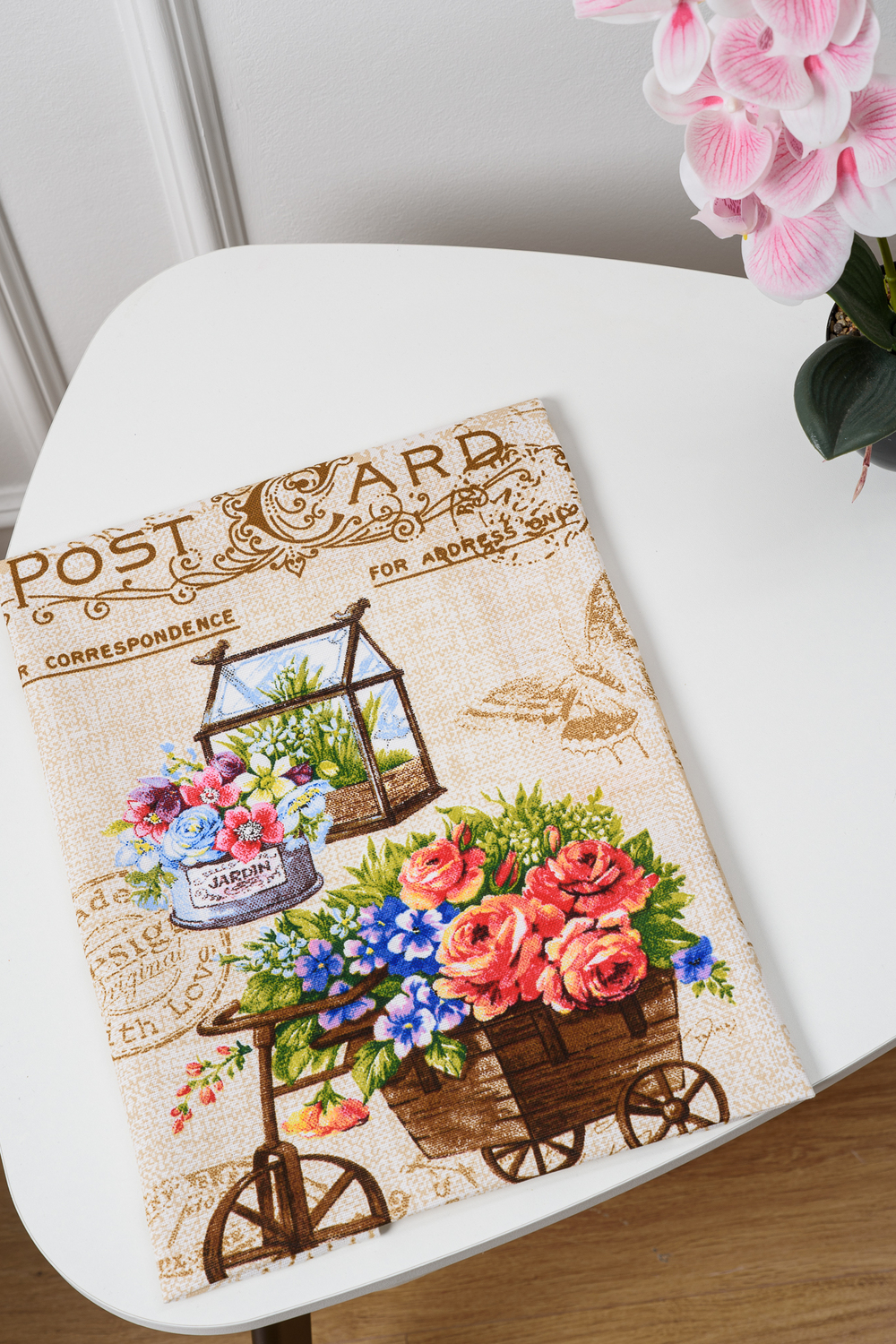 Открытка кухонное полотенце бежевый+велосипед