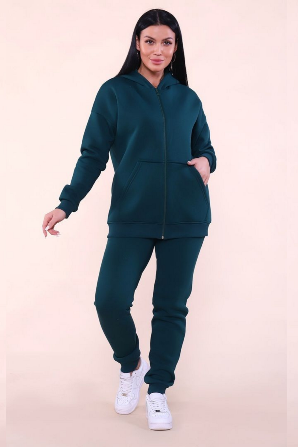 688 Костюм с начесом ZIP изумрудный