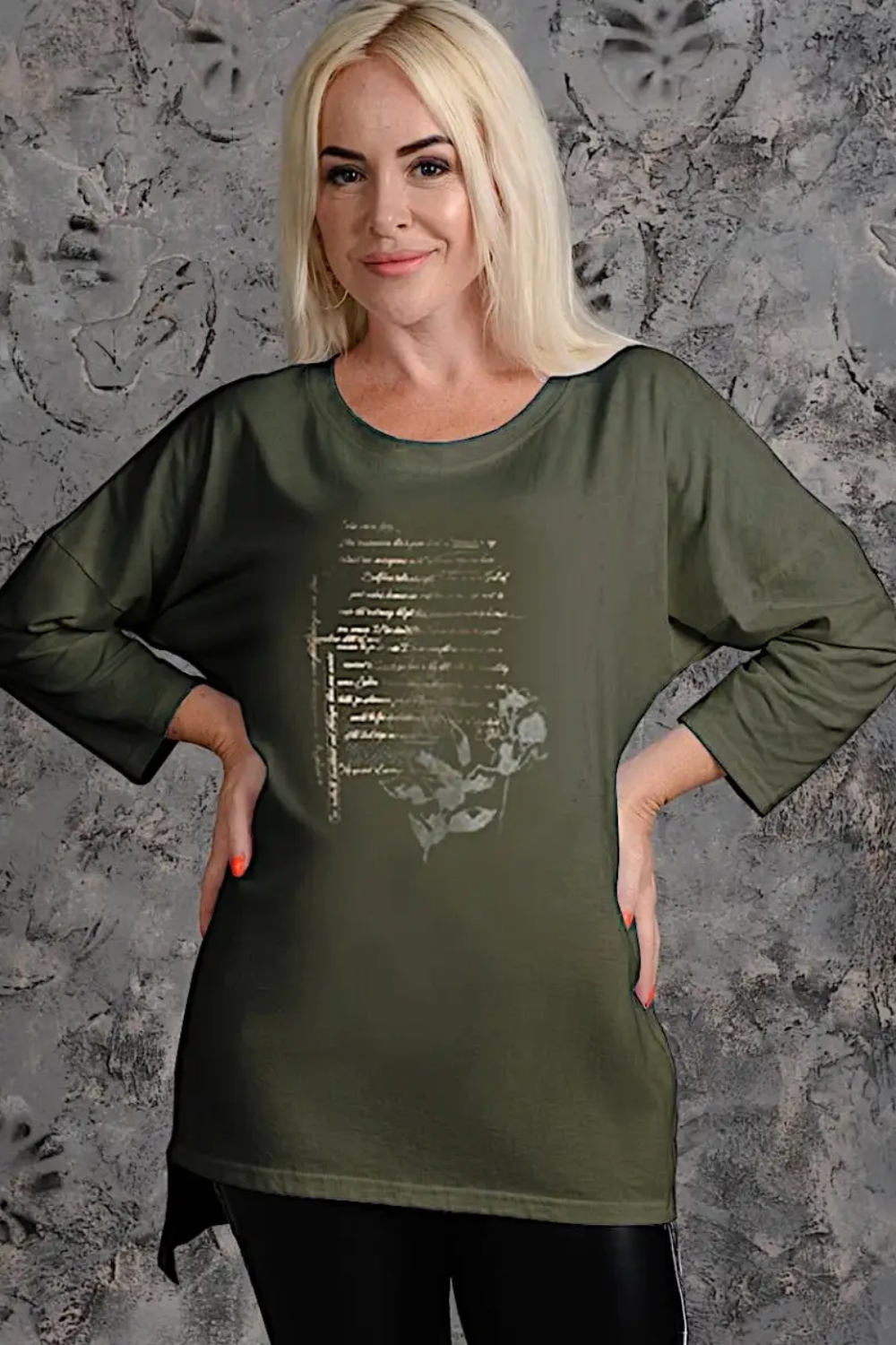 Туника 7164 хаки+золото