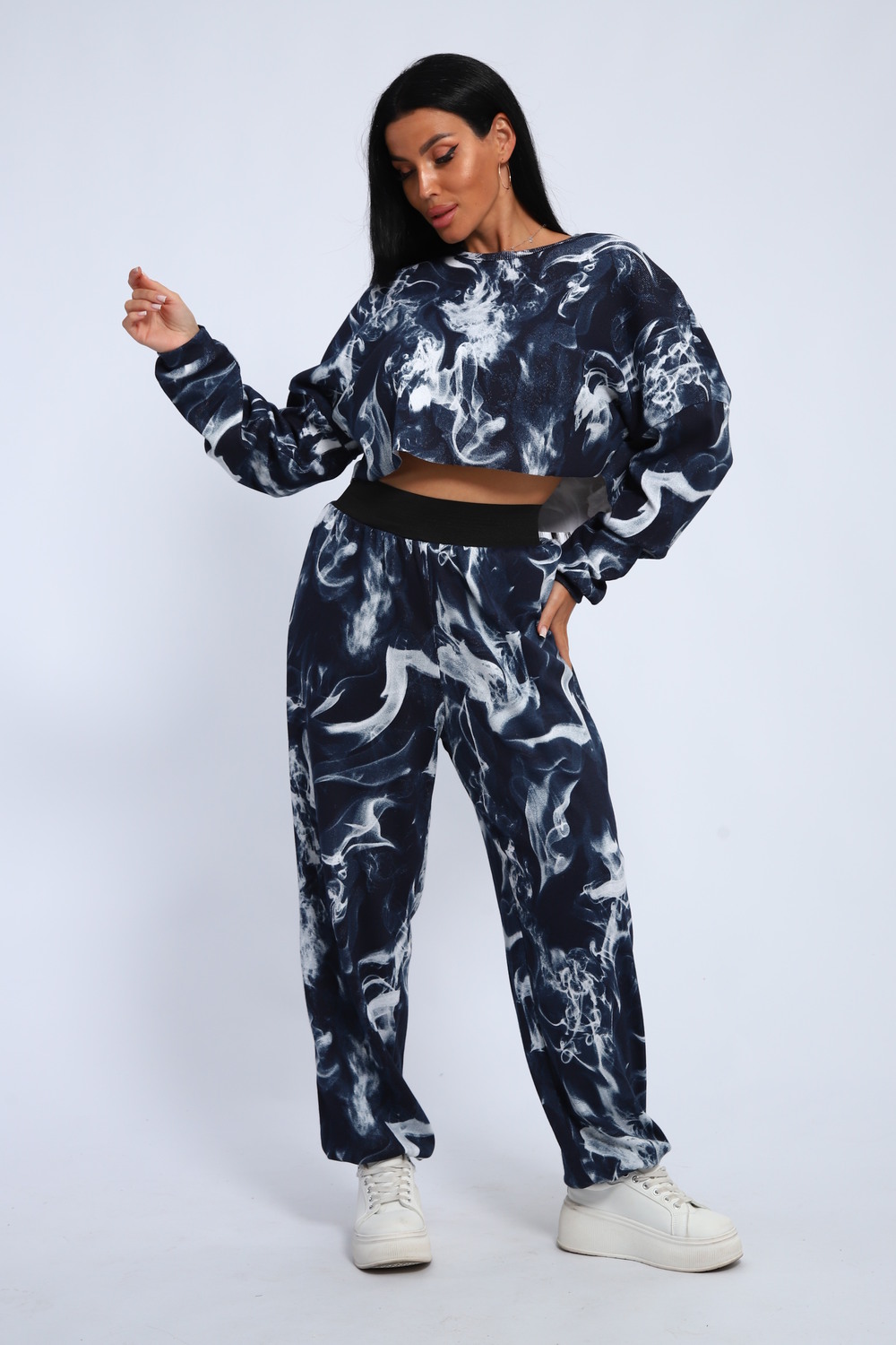 83916 костюм женский с брюками и кроп-топом 83916 костюм женский с брюками и кроп-топом