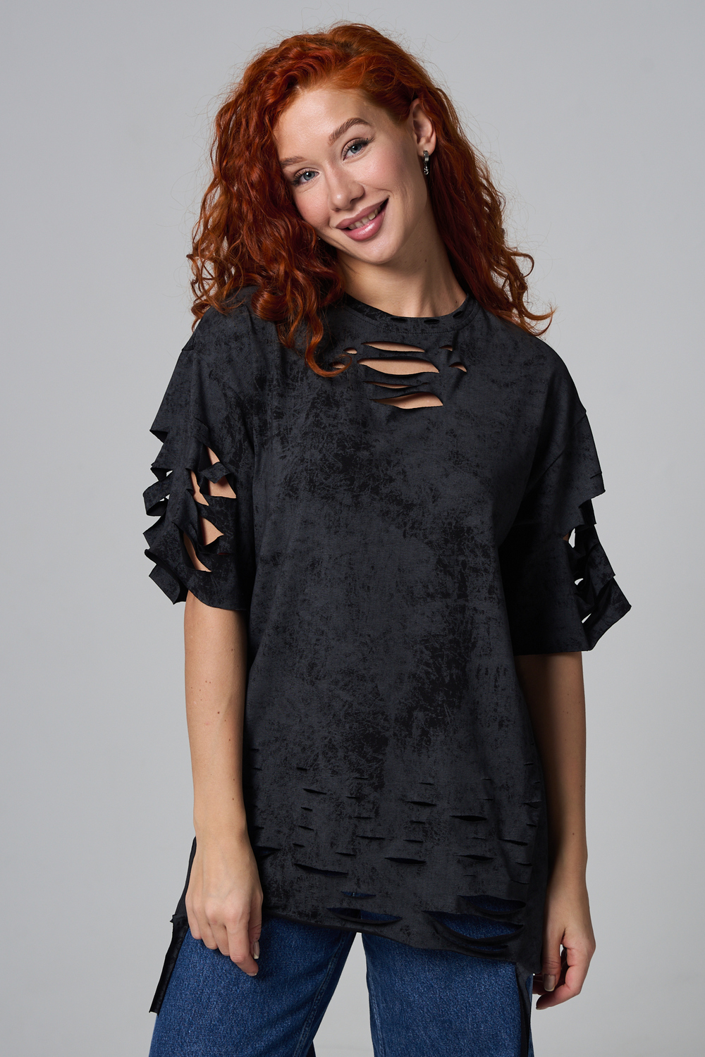 7475 Футболка женская черный винтаж