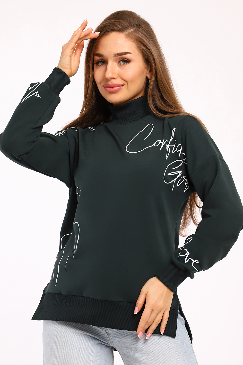 Толстовка женская 88526 темно-зеленый