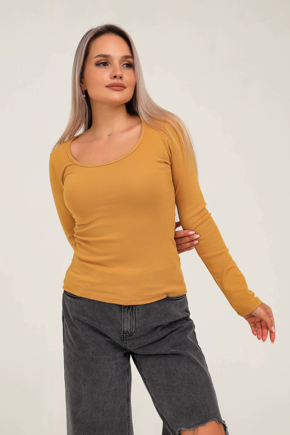 Лонгслив 50546 горчичный